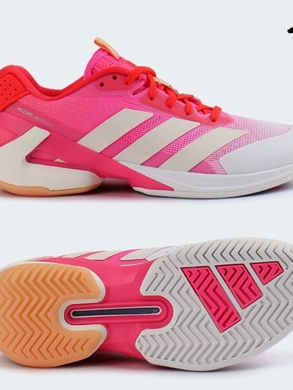 new women's 10 Adidas ubersonic 5 tennis/pickleball shoe white/pink - IH9936